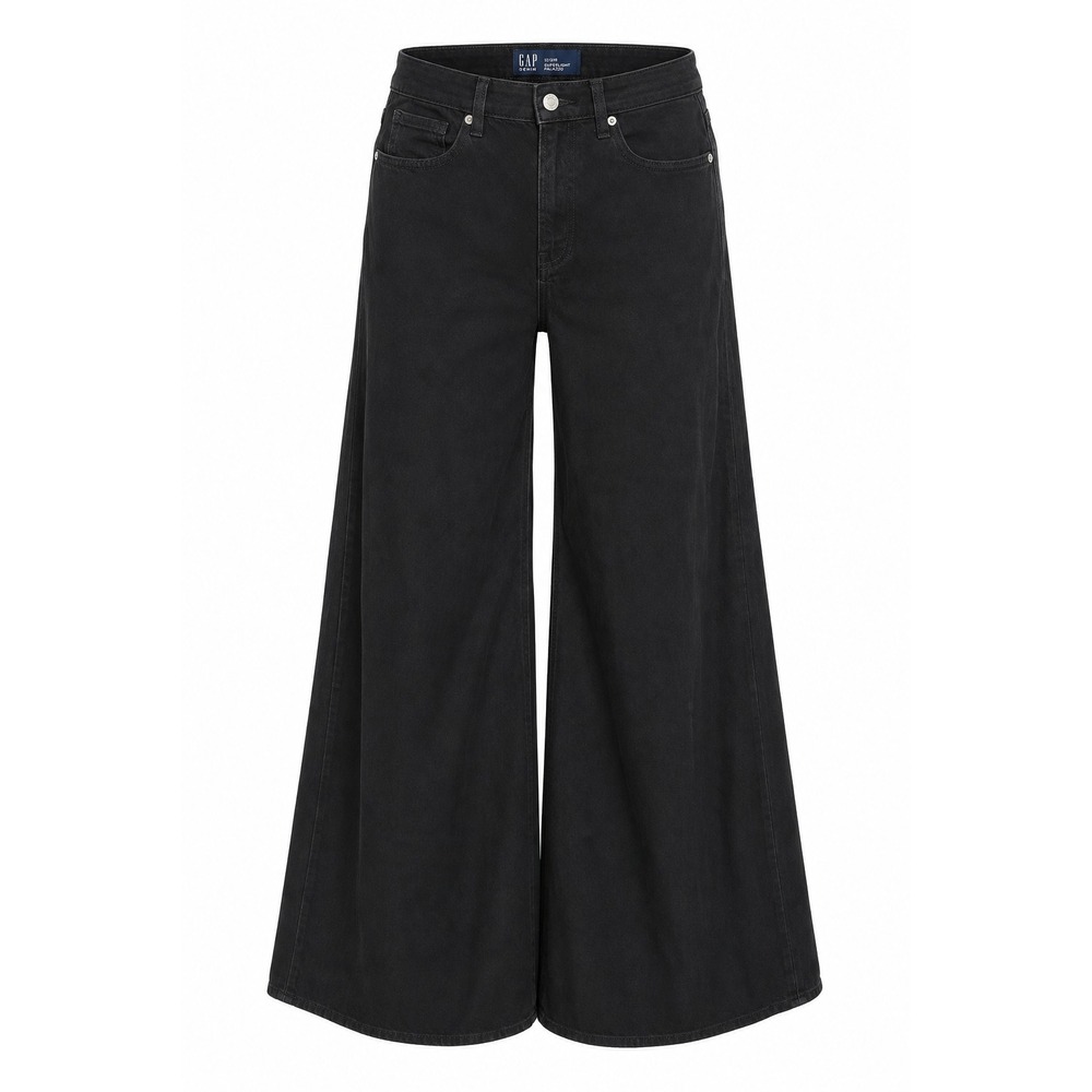 GAP Denim Superlight Palazzo Jeans Womens 12/31R Black High Rise Ultra Wide Leg